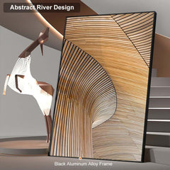 Modern Aluminium Alloy Frame Wall Art with Abstract Geometric Design
