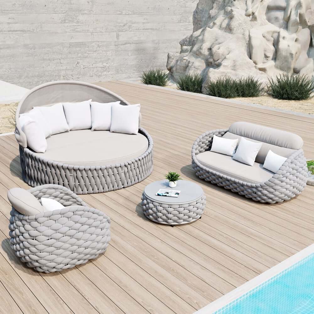 Modern Aluminum Alloy Outdoor Daybed with Removable Cushions