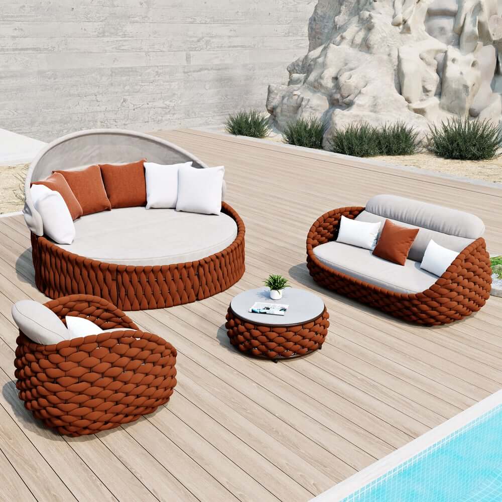 Modern Aluminum Alloy Outdoor Daybed with Removable Cushions