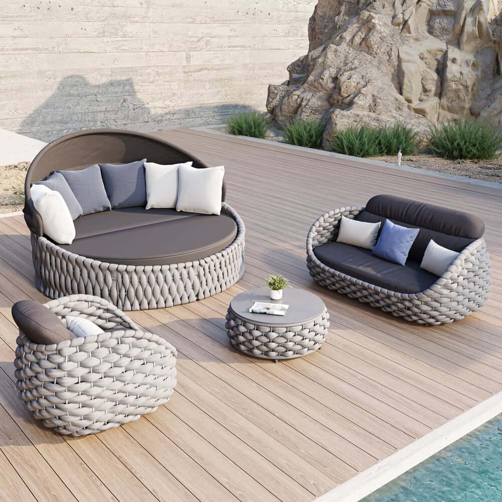 Modern Aluminum Alloy Outdoor Daybed with Removable Cushions