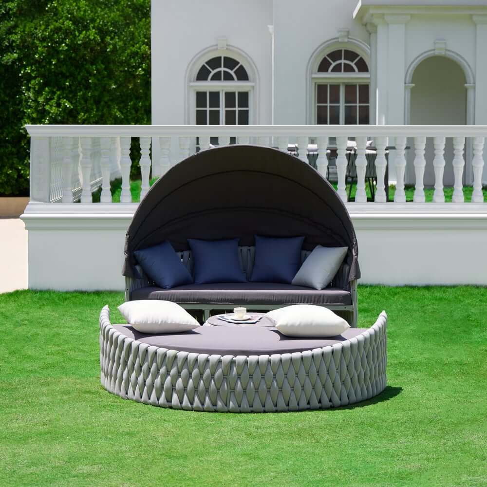 Modern Aluminum Alloy Outdoor Daybed with Removable Cushions