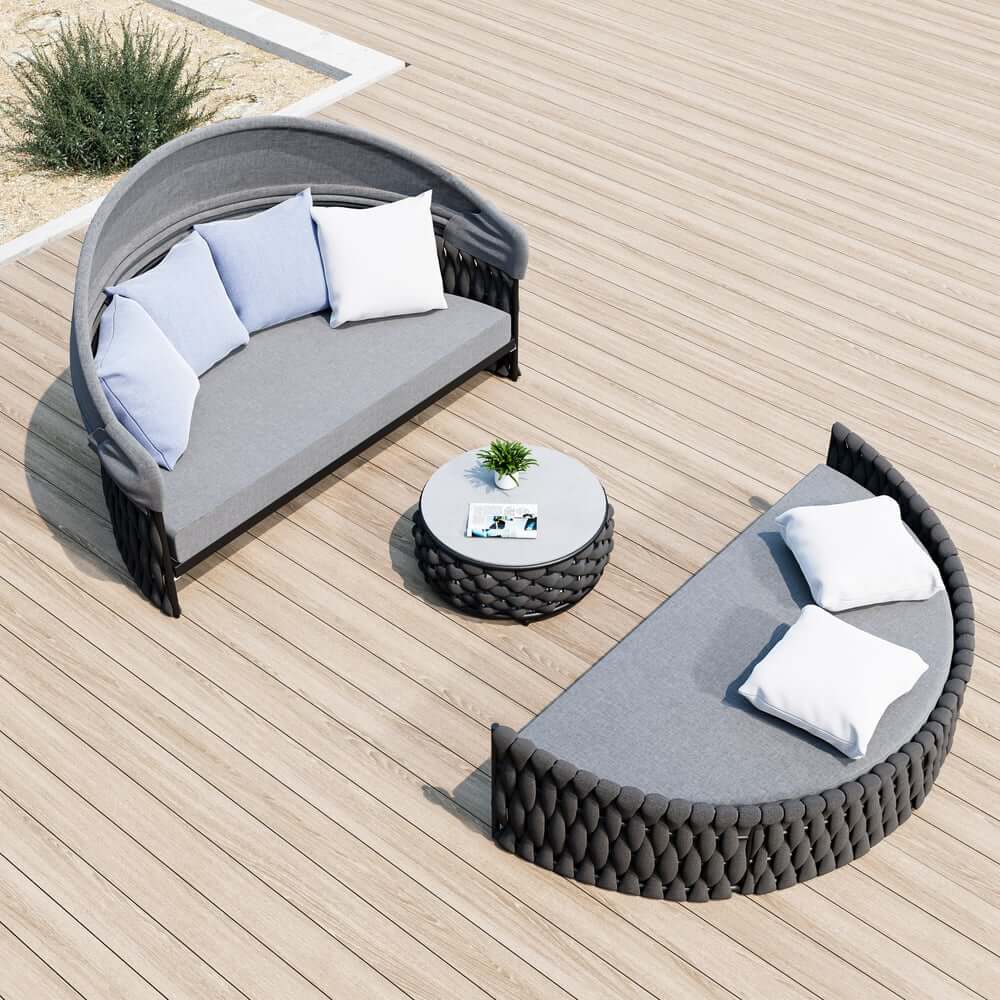 Modern Aluminum Alloy Outdoor Daybed with Removable Cushions