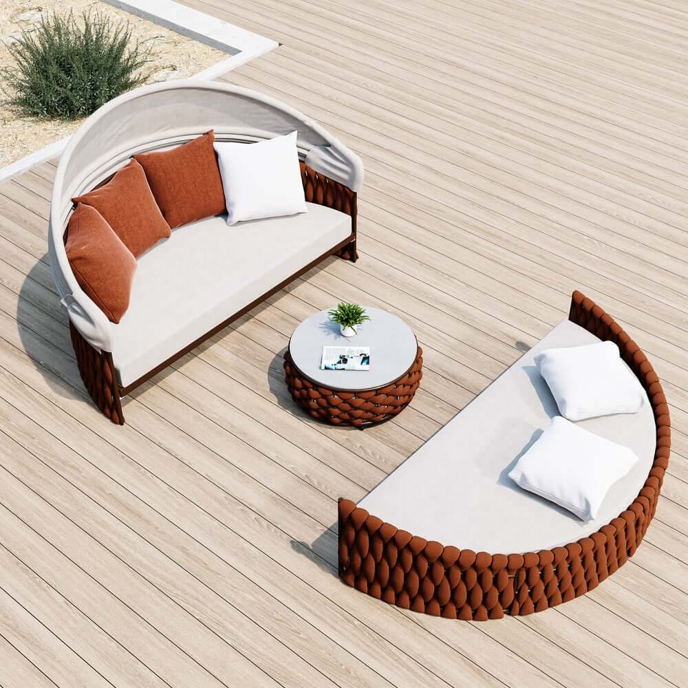 Modern Aluminum Alloy Outdoor Daybed with Removable Cushions