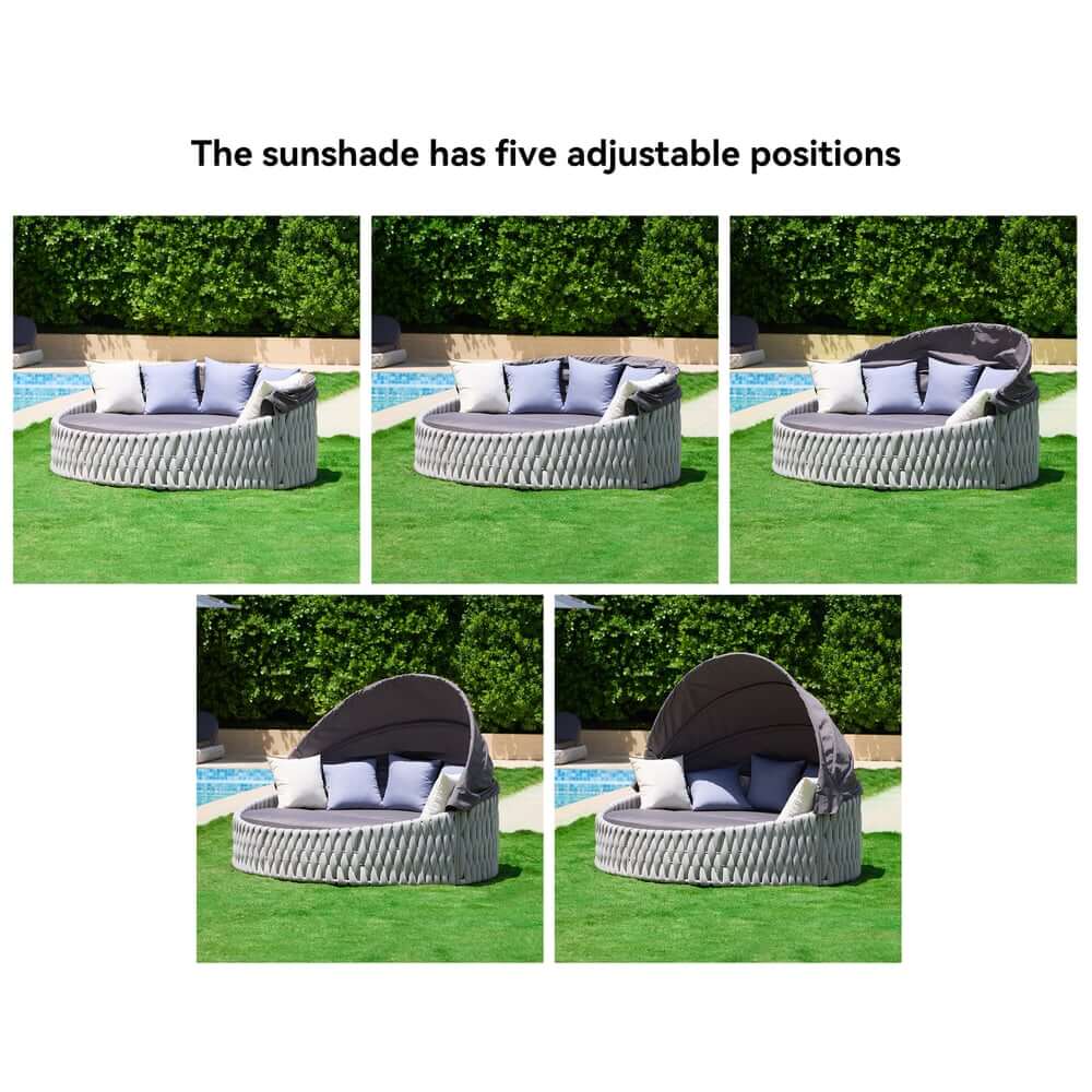 Modern Aluminum Alloy Outdoor Daybed with Removable Cushions