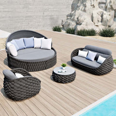 Modern Aluminum Alloy Outdoor Daybed with Removable Cushions