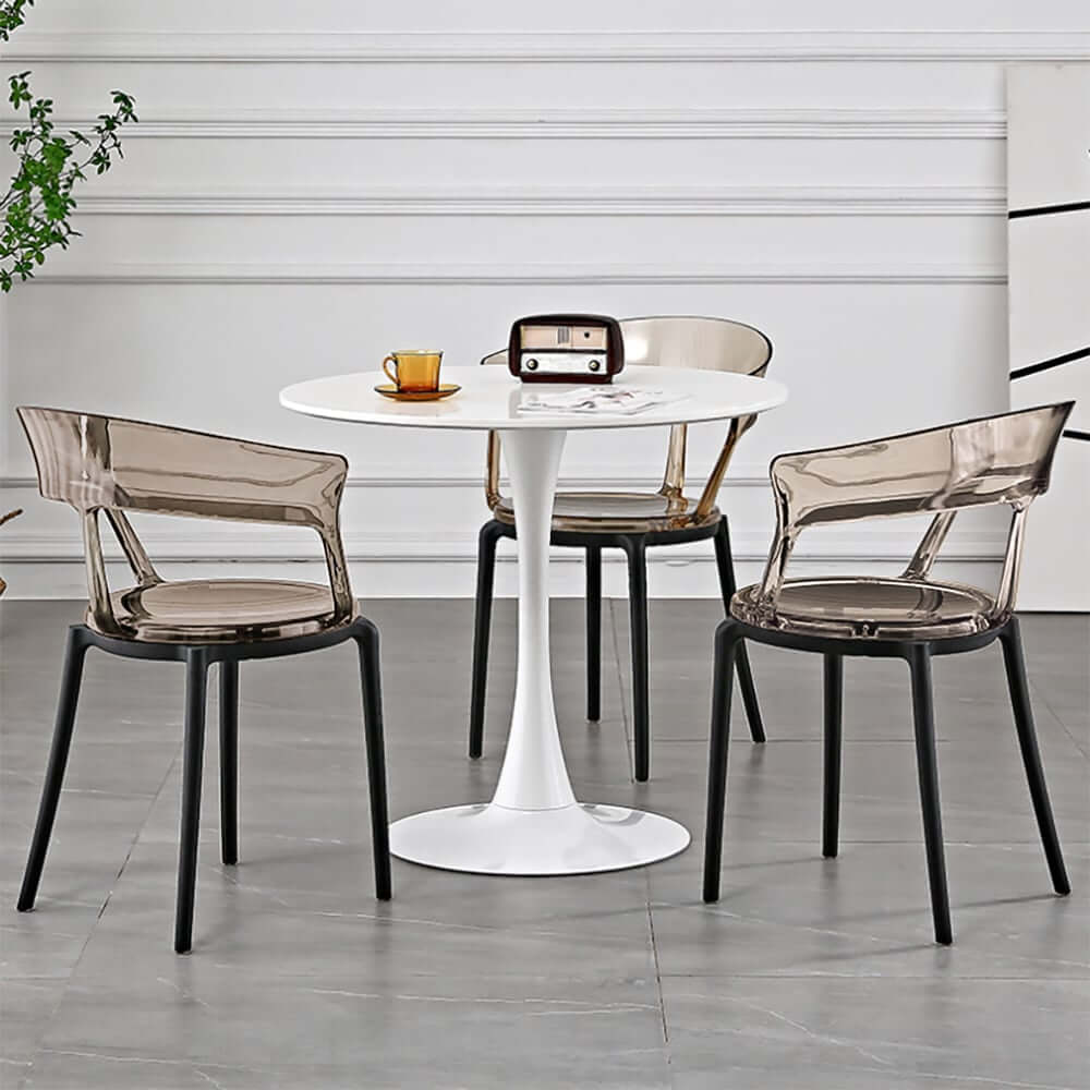 Modern Amber Acrylic Dining Chair Set Of 4
