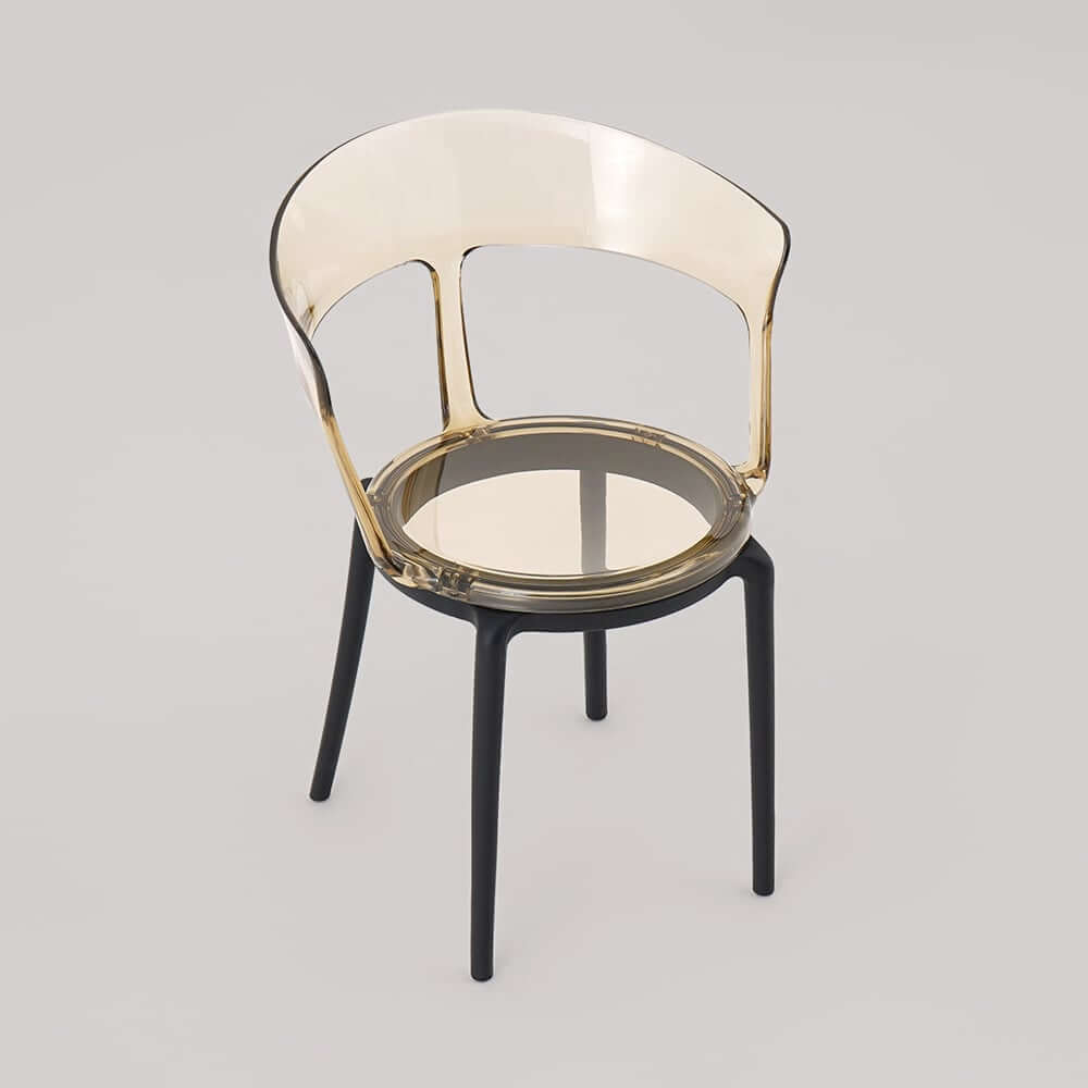 Modern Amber Acrylic Dining Chair Set Of 4