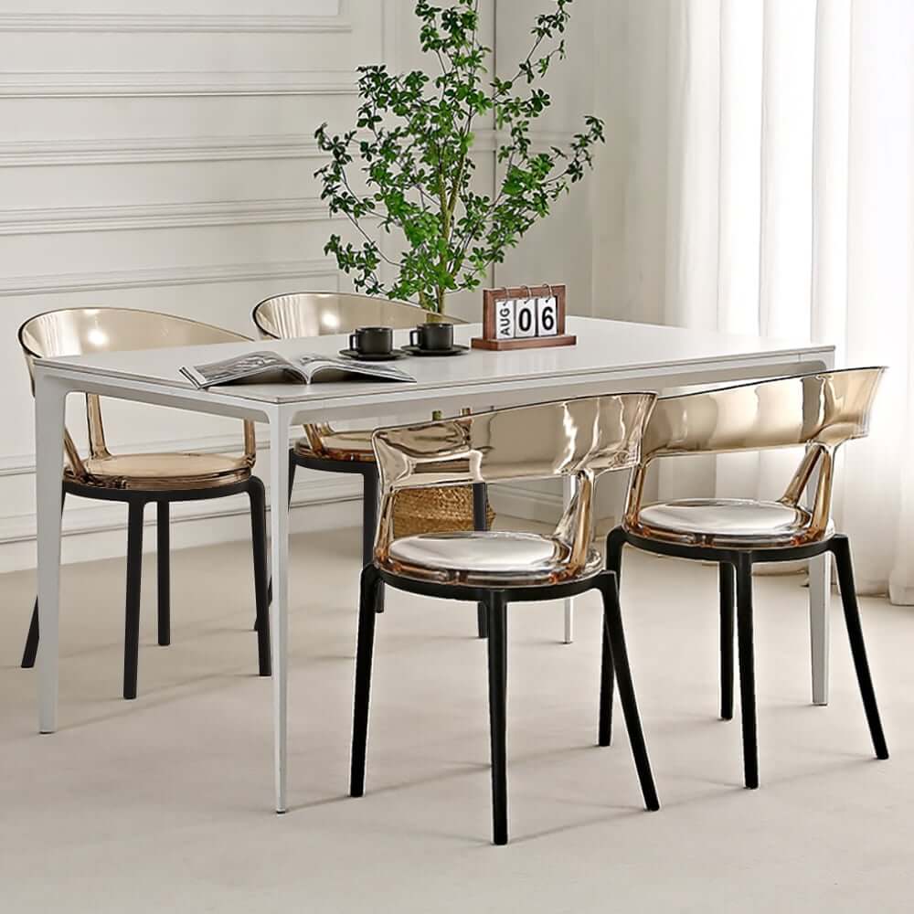 Modern Amber Acrylic Dining Chair Set Of 4