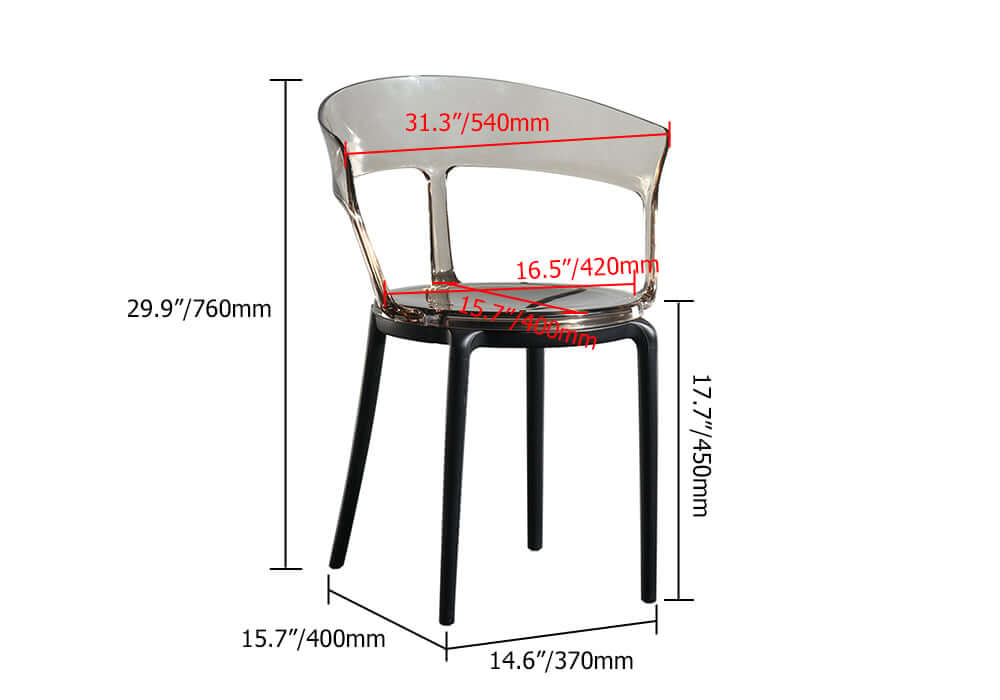 Modern Amber Acrylic Dining Chair Set Of 4 Dimensions