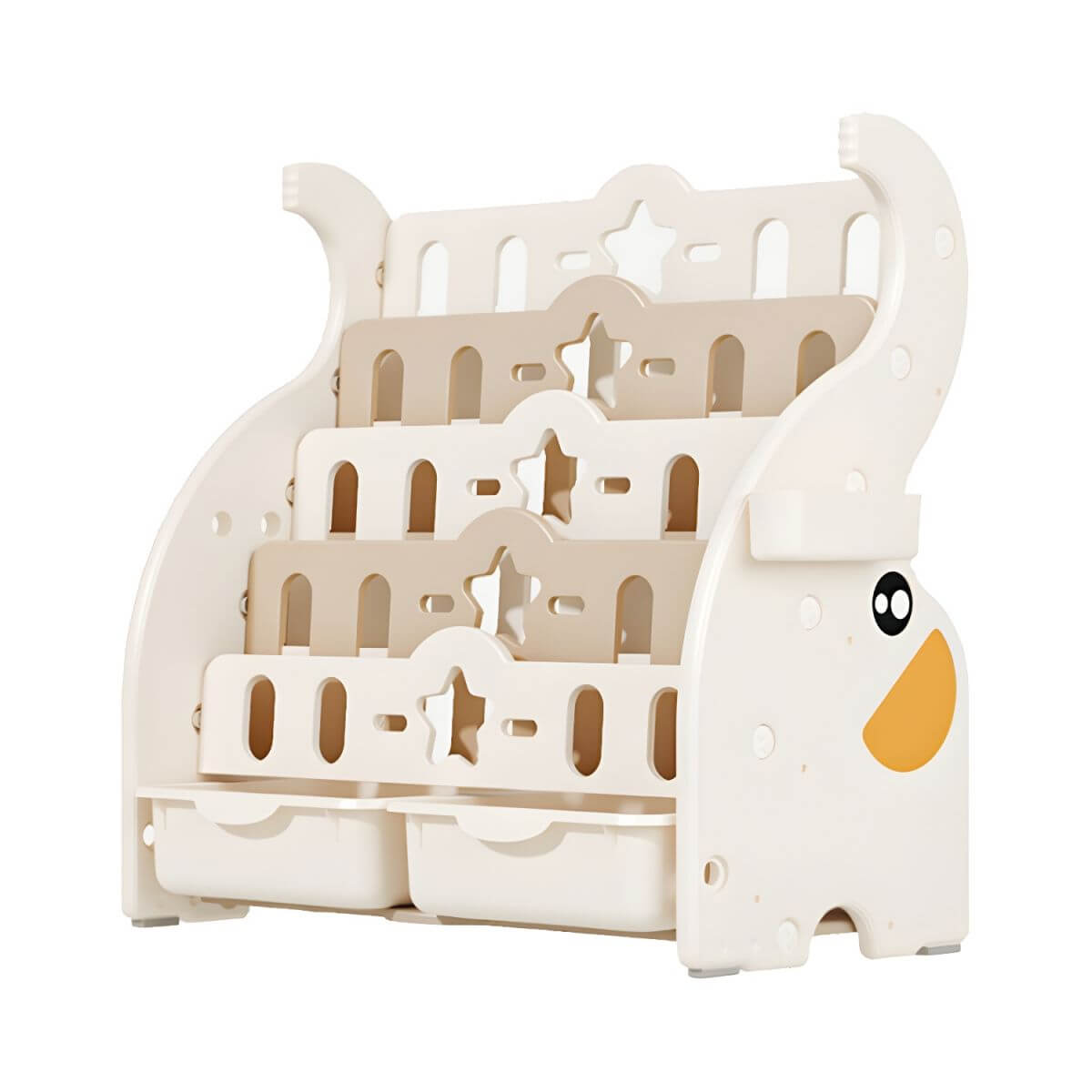 Modern Animal-Themed Kids Bookcase with Storage Bins