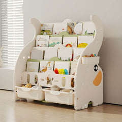Modern Animal-Themed Kids Bookcase with Storage Bins