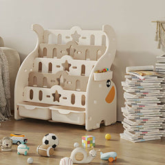 Modern Animal-Themed Kids Bookcase with Storage Bins