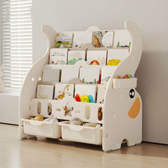 Modern Animal-Themed Kids Bookcase with Storage Bins