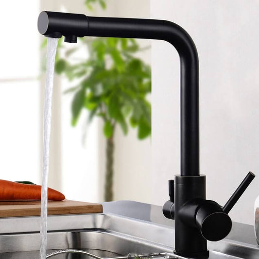 Modern Antique Black Brass Kitchen Mixer Tap with Dual Handles Main Product Image