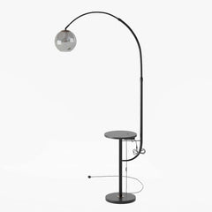 Modern Arc Floor Lamp with Faux Marble Base and USB Charging