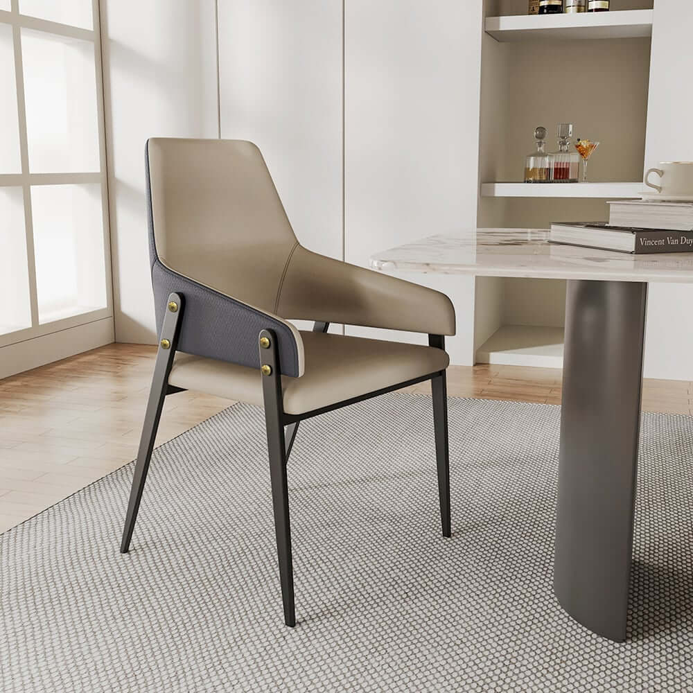 Modern Arm Chair Set Of 2 With Faux Leather Upholstery