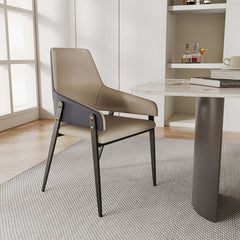 Modern Arm Chair Set Of 2 With Faux Leather Upholstery