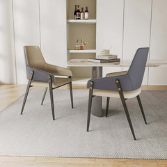 Modern Arm Chair Set Of 2 With Faux Leather Upholstery