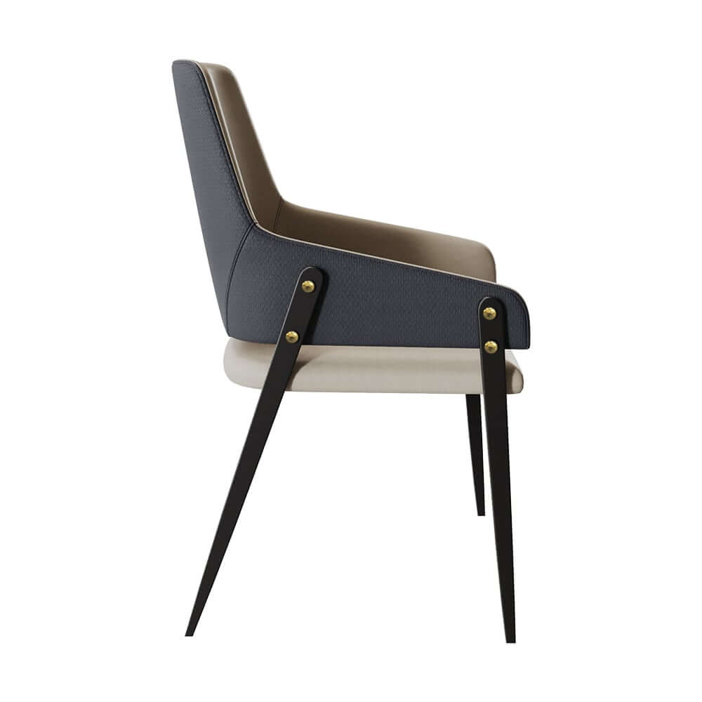 Modern Arm Chair Set Of 2 With Faux Leather Upholstery