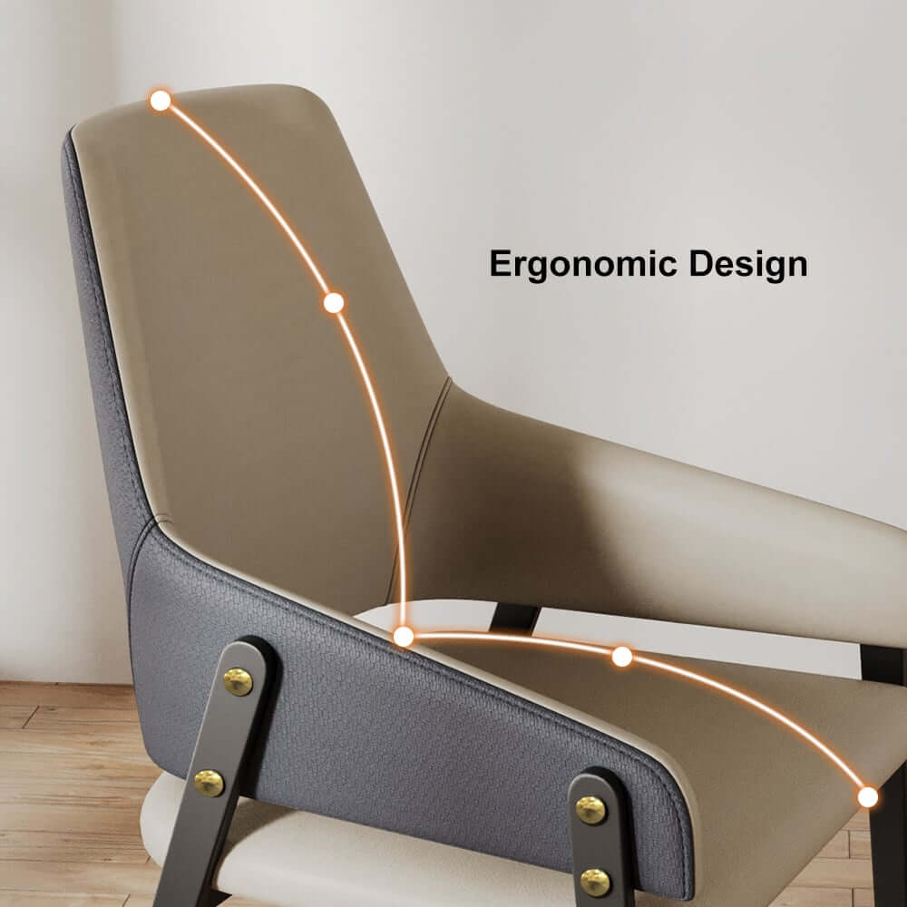 Modern Arm Chair Set Of 2 With Faux Leather Upholstery