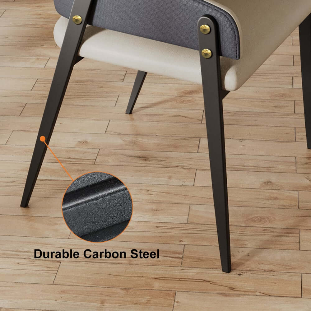 Modern Arm Chair Set Of 2 With Faux Leather Upholstery