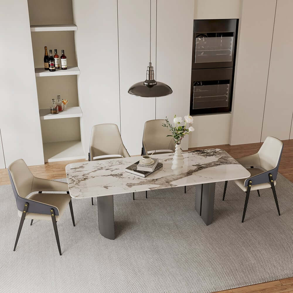 Modern Arm Chair Set Of 2 With Faux Leather Upholstery