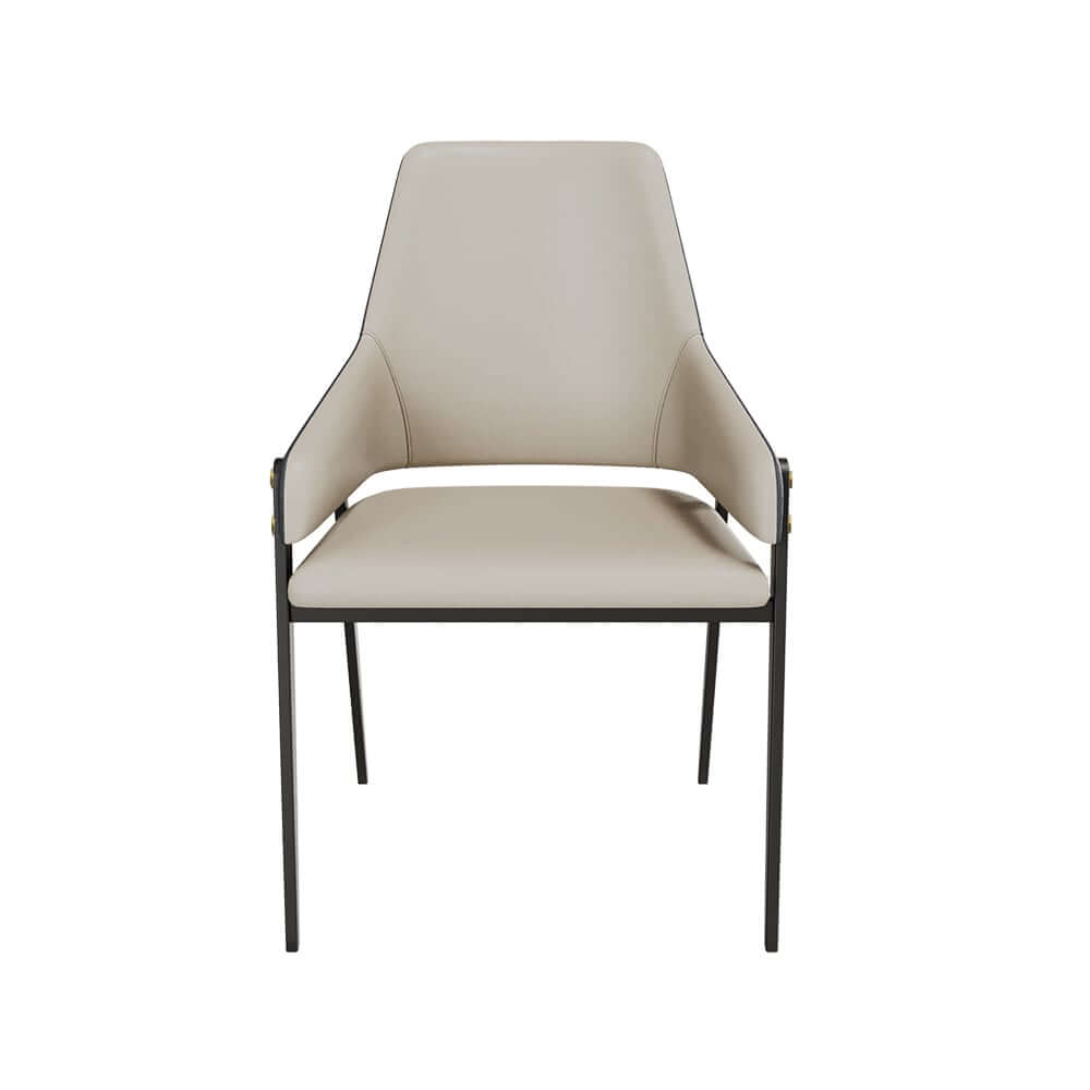 Modern Arm Chair Set Of 2 With Faux Leather Upholstery