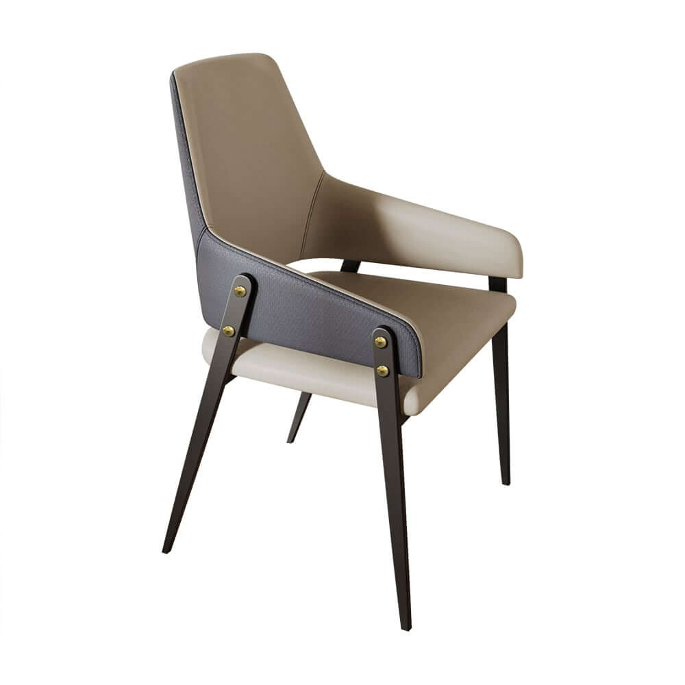 Modern Arm Chair Set Of 2 With Faux Leather Upholstery