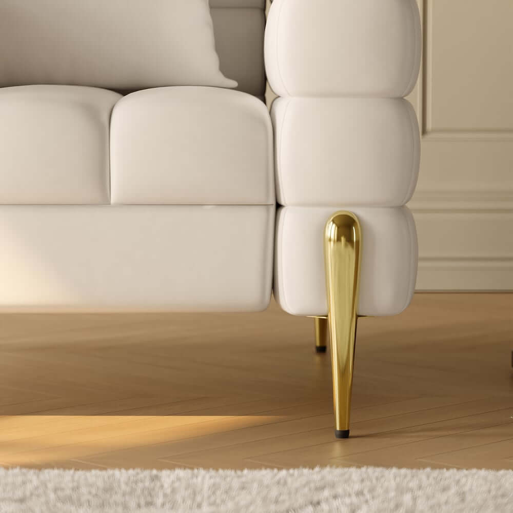 Modern Armchair With Gold Legs And Faux Leather Upholstery