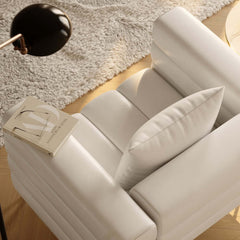 Modern Armchair With Gold Legs And Faux Leather Upholstery