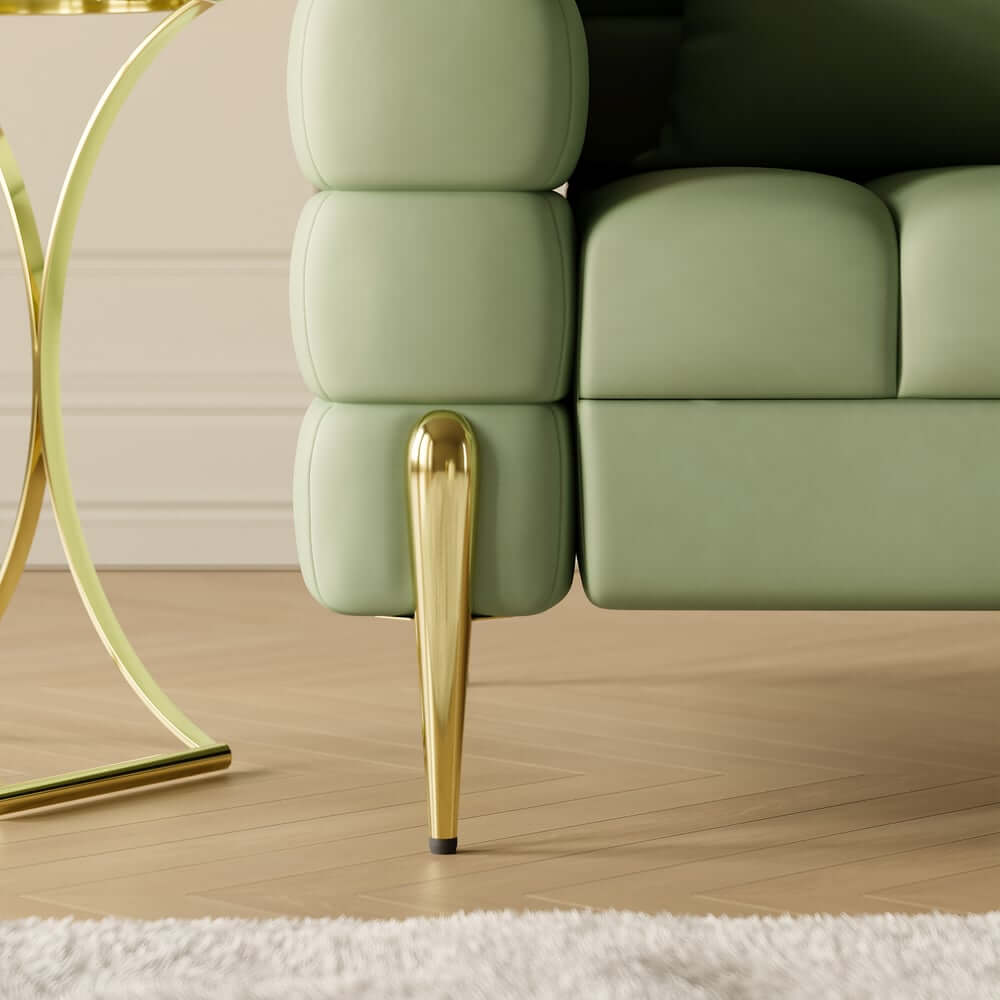 Modern Armchair With Gold Legs And Faux Leather Upholstery
