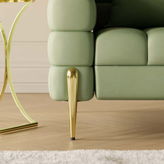 Modern Armchair With Gold Legs And Faux Leather Upholstery