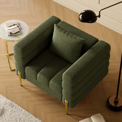 Modern Armchair With Gold Legs And Faux Leather Upholstery
