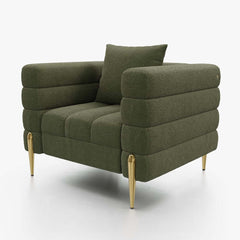 Modern Armchair With Gold Legs And Faux Leather Upholstery