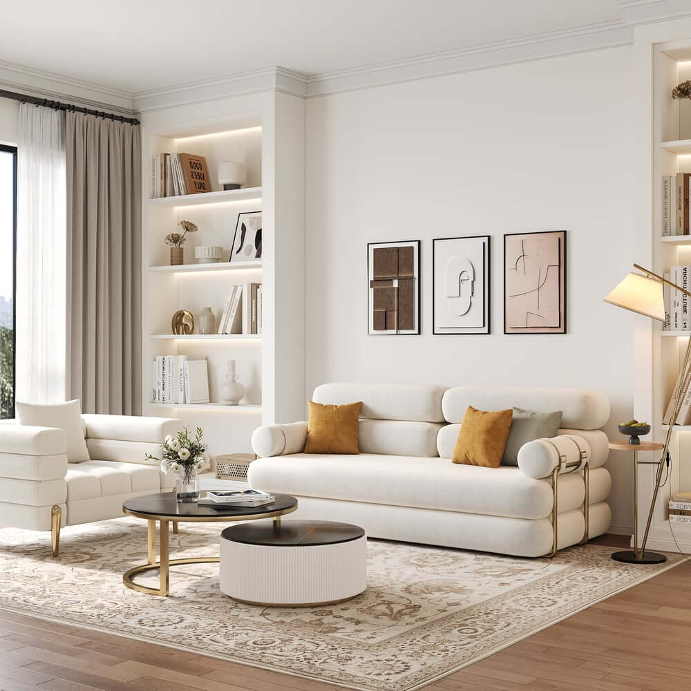 Modern Armchair With Gold Legs And Faux Leather Upholstery