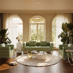 Modern Armchair With Gold Legs And Faux Leather Upholstery