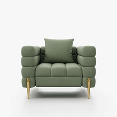 Modern Armchair With Gold Legs And Faux Leather Upholstery