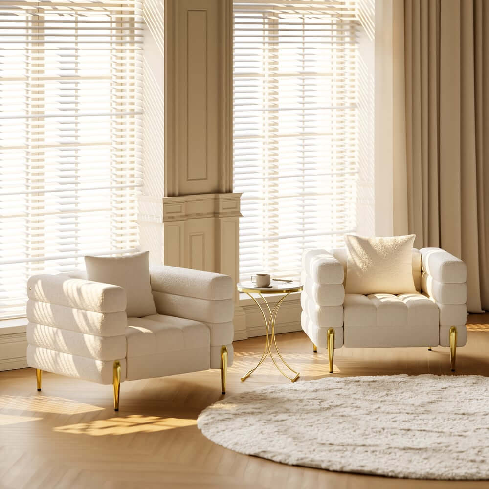 Modern Armchair With Gold Legs And Faux Leather Upholstery