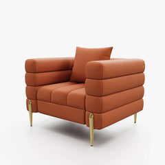Modern Armchair With Gold Legs And Faux Leather Upholstery