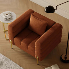 Modern Armchair With Gold Legs And Faux Leather Upholstery