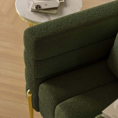Modern Armchair With Gold Legs And Faux Leather Upholstery