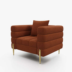Modern Armchair With Gold Legs And Faux Leather Upholstery
