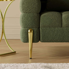 Modern Armchair With Gold Legs And Faux Leather Upholstery