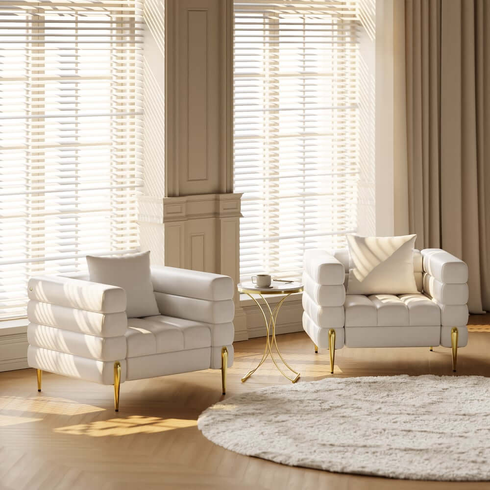 Modern Armchair With Gold Legs And Faux Leather Upholstery Main Product Image