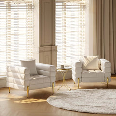 Modern Armchair With Gold Legs And Faux Leather Upholstery Main Product Image