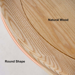 Modern Ash Wood Round Coffee Table With Shelves
