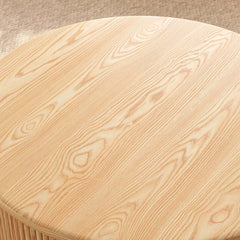 Modern Ash Wood Round Coffee Table With Storage Shelf