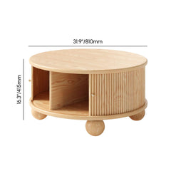 Modern Ash Wood Round Coffee Table With Storage Shelf Dimensions