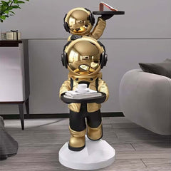 Modern Astronaut Resin Side Table With Dual Trays - Gold