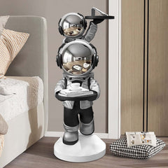 Modern Astronaut Resin Side Table With Dual Trays - Gold